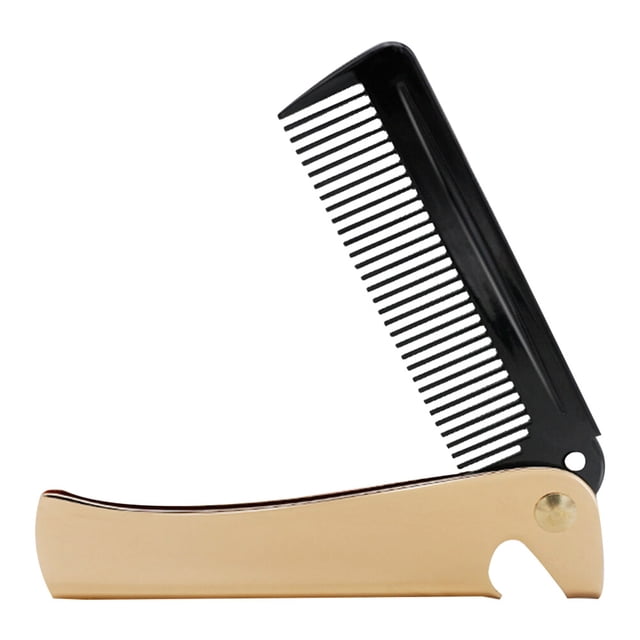Miangastore Stainless Steel Comb Foldable Hair Comb Portable Pocket Comb Styling Comb Hair Accessory for Husband Father Gift (Golden)