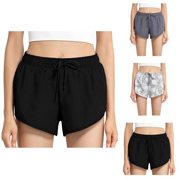 Athletic Shorts for Women 2 in 1 Elastic High Waist Lightweight Breathable Workout Gym Running Shorts with Pockets