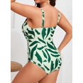 thumbnail image 6 of SKQIT Plus Size Tropical Leaf Print One Piece Swimsuit, Removable Straps Ruched Tummy Control Backless Bathing Suit for Curvy Women, 6 of 6