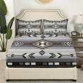 thumbnail image 2 of Rustic Western Full Bed Sheets American Southwestern Bedding Set Men Bohemian Aztec Fitted Sheet Exotic Tribal Bed Cover Brown Grey Farmhouse Room Decor 3 Pcs（No Top Sheet), 2 of 5