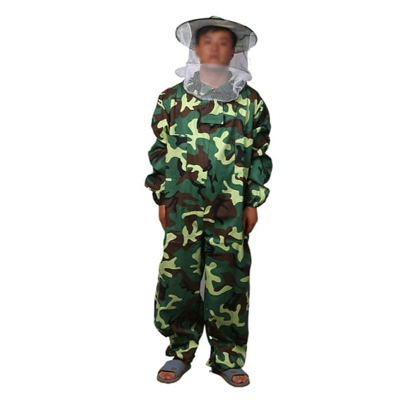 Bewildely Traje de apicultura ligero y duradero con chaqueta ventilada de ajuste universal para apicultor camuflaje verde XL Type2 NO2