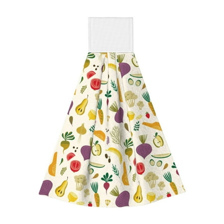 

Sikiie Vegetable Hand Towel with Loop Hanging Towel Absorbent Tie Towels for Kitchen Tea Bar Bathroom Decor