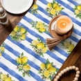 thumbnail image 3 of Summer Lemons Table Runner 90 Inches, Modern Watercolor Fruit Flowers Blue Striped Bed Runner Dresser Scarves Tabletop for Indoor Outdoor Parties/Ceremony/Banquet, 13" x 90", 3 of 9