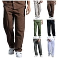 thumbnail image 6 of Lovskoo Cotton Linen Shorts for Men Solid Color Loose Straight Leg Oversized Casual Pants Khaki, 6 of 6
