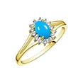 thumbnail image 4 of RYLOS Rings for Women 14K Gold Plated Silver Halo of Diamond Birthstone Ring 6X4MM Gemstone October Turquoise Jewelry for Women  Size 8, 4 of 7