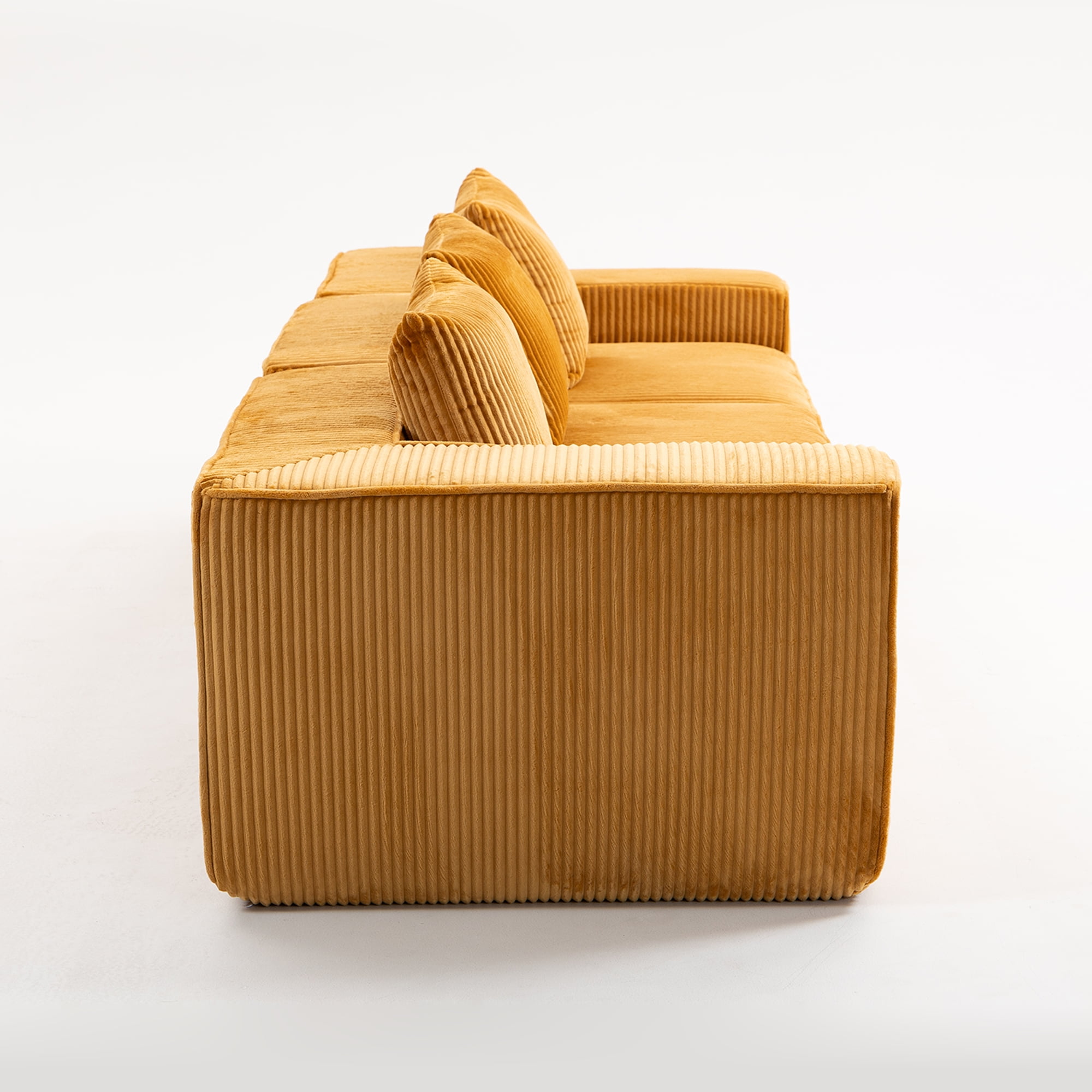 Demi Bonn 111" Modular Sectional Sofa Couchesk, Corduroy 3 Seat Couch Memory Foam Couches for Living Room, Cloud Couch, Orange