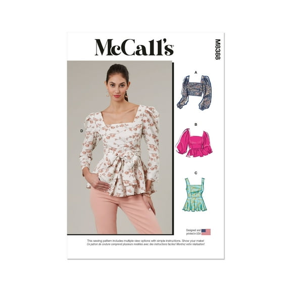 McCall's Sewing Pattern 8388 - Misses' Tops, Size: F5 (16-18-20-22-24)