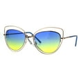 thumbnail image 2 of Womens Oceanic Gradient Oversize Double Rim Goth Cat Eye Sunglasses Gold Blue Yellow, 2 of 4