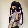 thumbnail image 4 of Gorro de lana gruesa de punto hecho a mano con orejas de conejo grandes, estilo Spice Girl, dulce y fresco, máscara de Devil Angle, 4 of 4