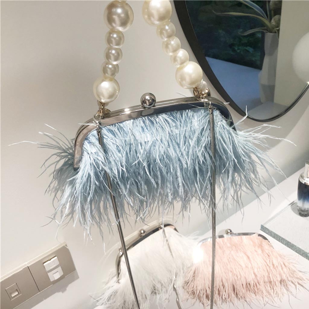 3 Color Feather Clutch Evening Handbag for Women Girl Ladies Party Dress Gifts