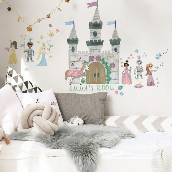 Princess And Knight Castle Peel And Stick Giant Wall Decal With Alphabet