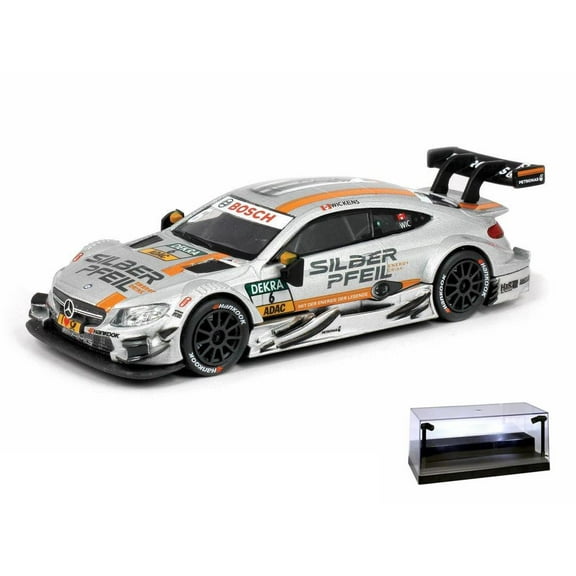 Diecast Car w/LED Display Case - 2017 Mercedes-Benz AMG 63 DTM #6, Robert Wickens - RMZ City 440999C - 1/43 Scale Diecast Model Toy Car