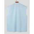 thumbnail image 4 of Men's Summer Button Up Tank Tops Collarless Casual Solid Color Sleeveless Shirts, 4 of 5