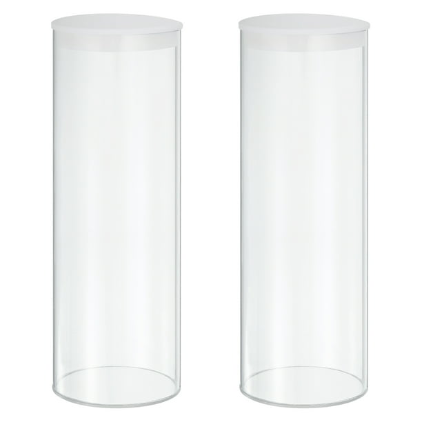 Tuberías de almacenamiento de plástico transparente Uxcell, 3 9/16" x 10" con tapa negra, 2 juegos