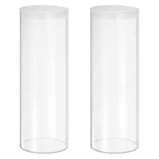 Tuberías de almacenamiento de plástico transparente Uxcell, 3 9/16" x 10" con tapa negra, 2 juegos