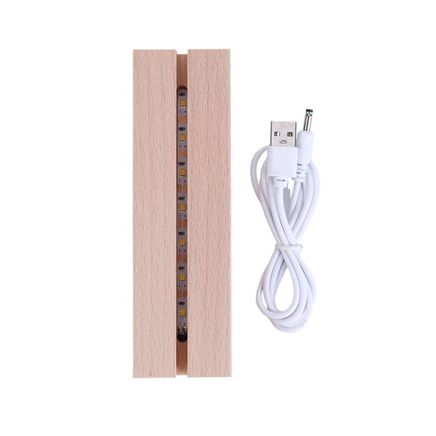 Rectángulo de madera LED Base Touch 400mAh Base de luz LED recargable USB (A)