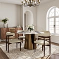 thumbnail image 3 of POVISON 51"Modern White Round Dining Table for 4, Glossy Sintered Stone Tabletop, Bronze Carbon Steel Base, 3 of 11
