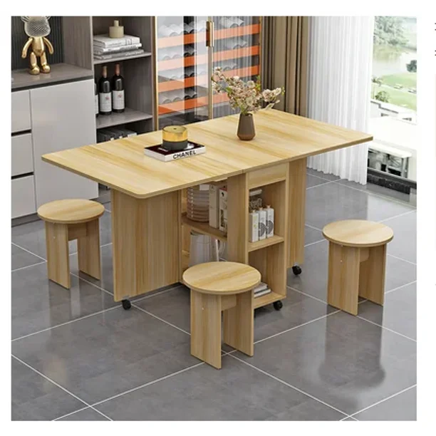 Mesa de comedor pequeña para el hogar, cocina simple, plegable, multifuncional, móvil
