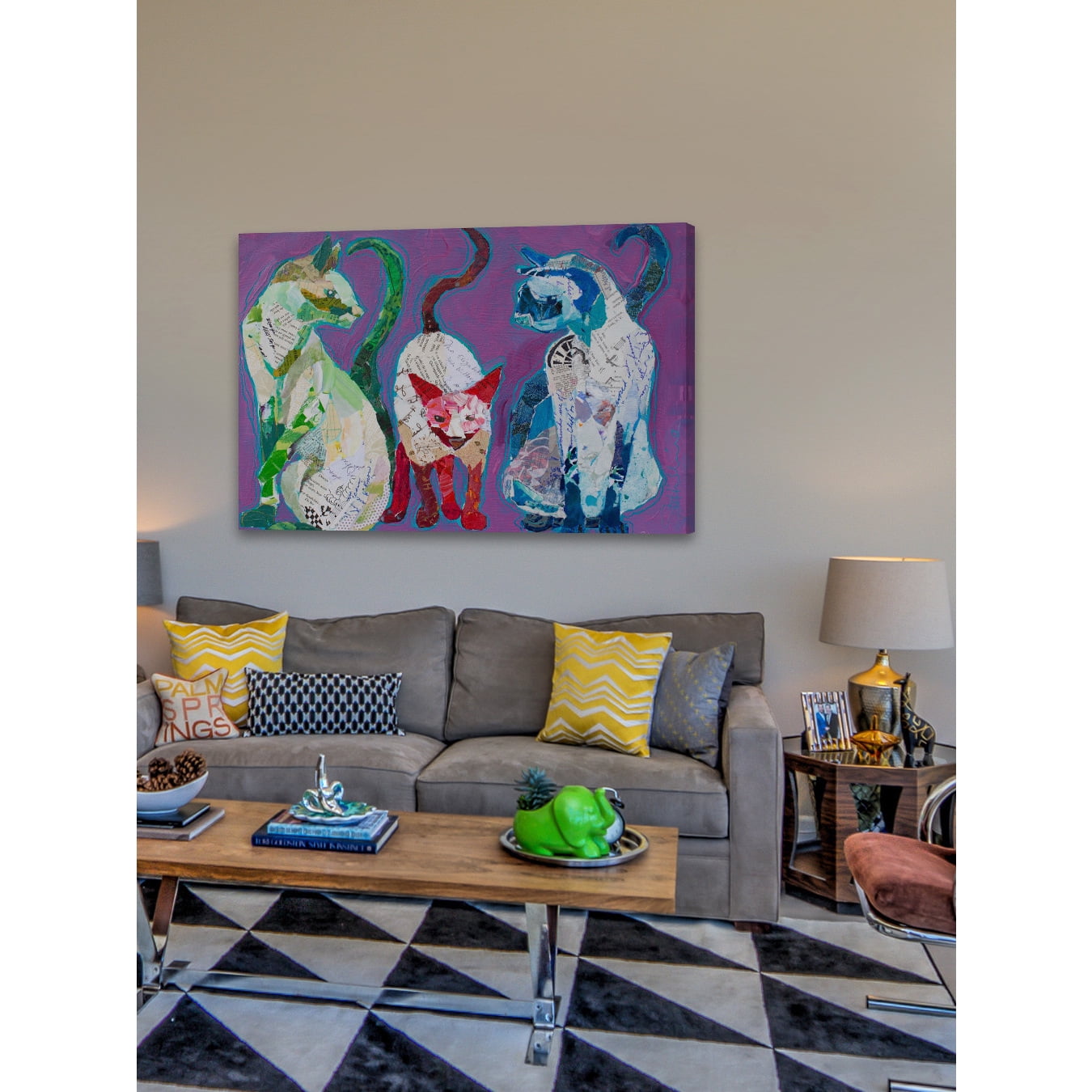 "Trois Chats" Painting Print on Wrapped Canvas