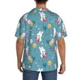 thumbnail image 5 of Vsdgher Rabbit And Balloon Print Men's Wrinkle Free Untucked Cuban Shirt Business Casual Button Down Shirts Short Sleeve Shirt, 5 of 7