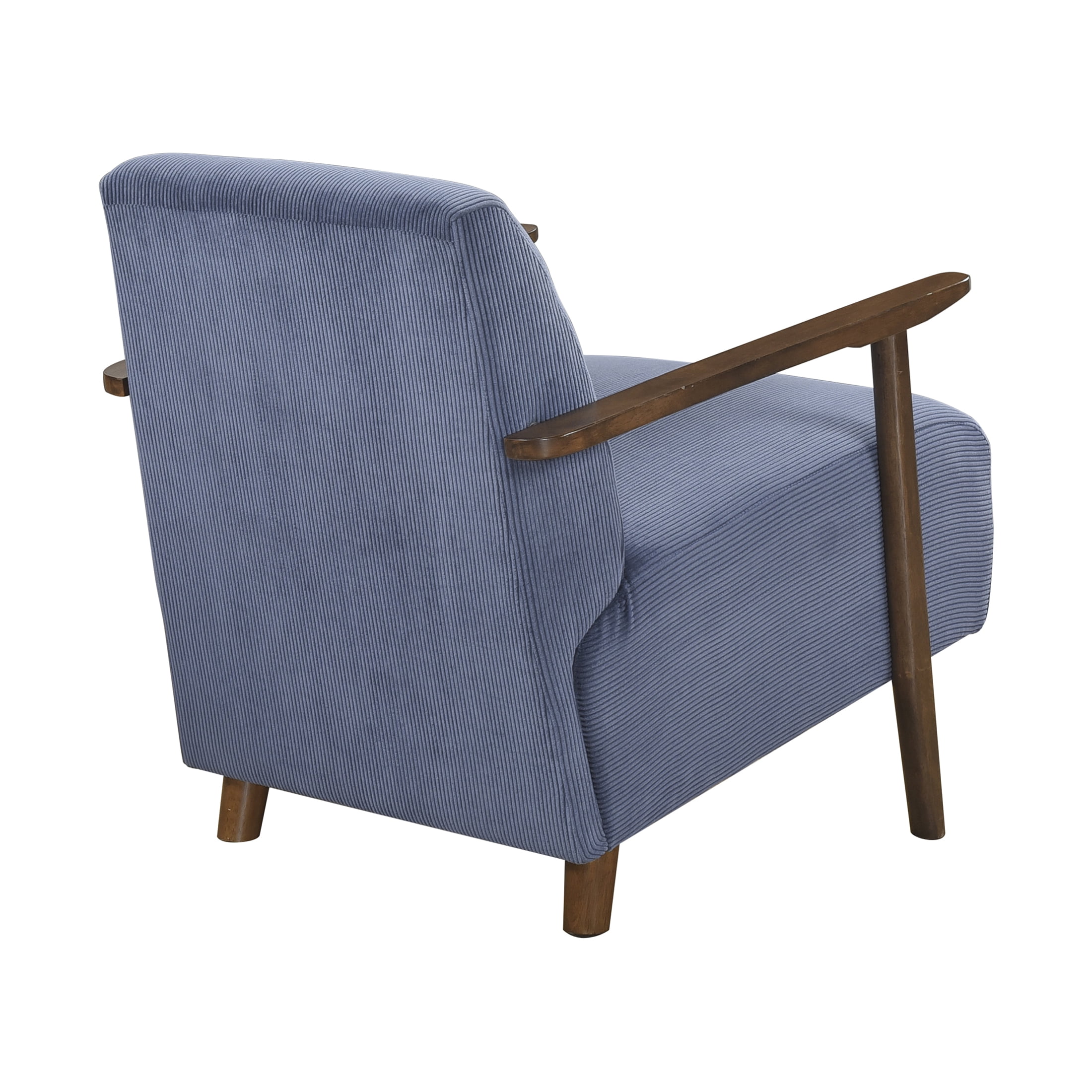 OakvillePark Aralune Corduroy Accent Chair, Blue and Brown Wood Finish