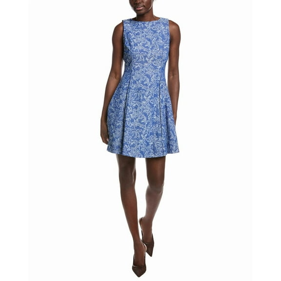 Derek Lam 10 Crosby womens Cayman Jacquard Dress, 0, Blue