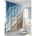 thumbnail image 5 of Navy Blue Brown Ombre Waterproof Fabric Shower Curtain, Modern Geometric Abstract Cream Shower Curtain for Bathroom Curtains Bathtubs Hotel Washable Shower Curtains with 12 Hooks Standard 66x72, 5 of 6