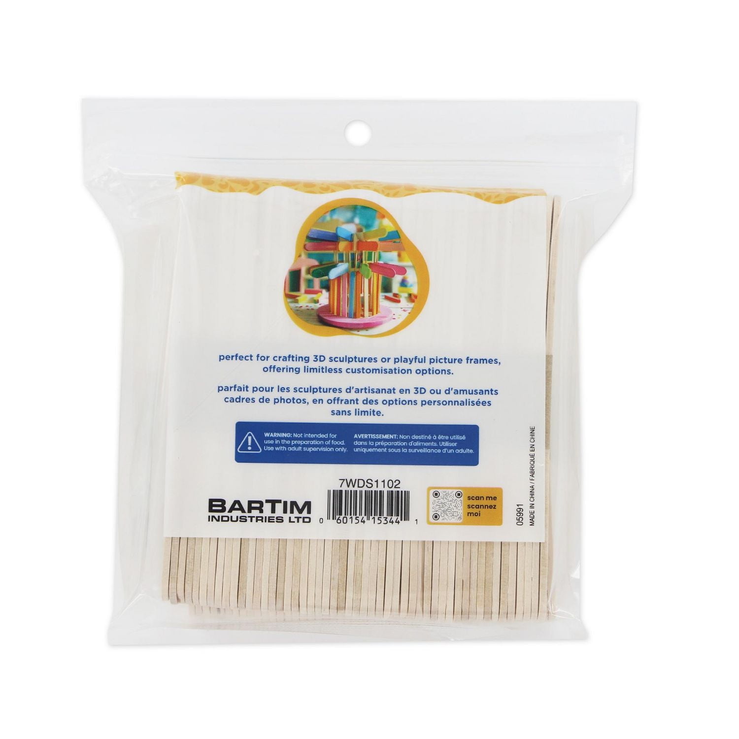 TINY HANDS Wooden Craft Sticks, 150 pcs, Real Wood, 11.4cm x 0.9cm, Age 3+, Kids, Crafts, WOODSTK11.5CM 150PCS