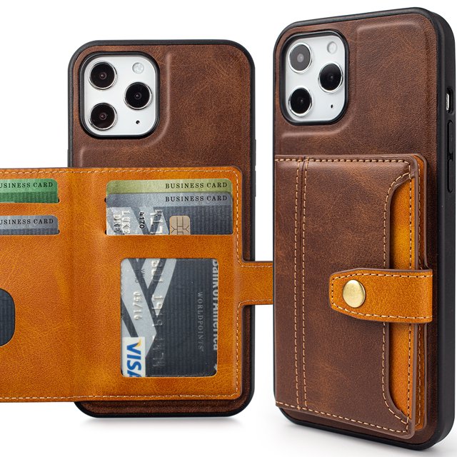Smooth PU Leather Premium Back Cover Case with Wallet Kickstand Card Holder for iPhone 14 Pro 6.1 inch