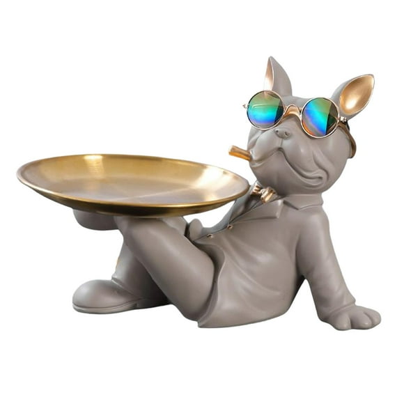 Organizador de Escritorio Macarena Escultura de Perro Beige Llavero de Resina
