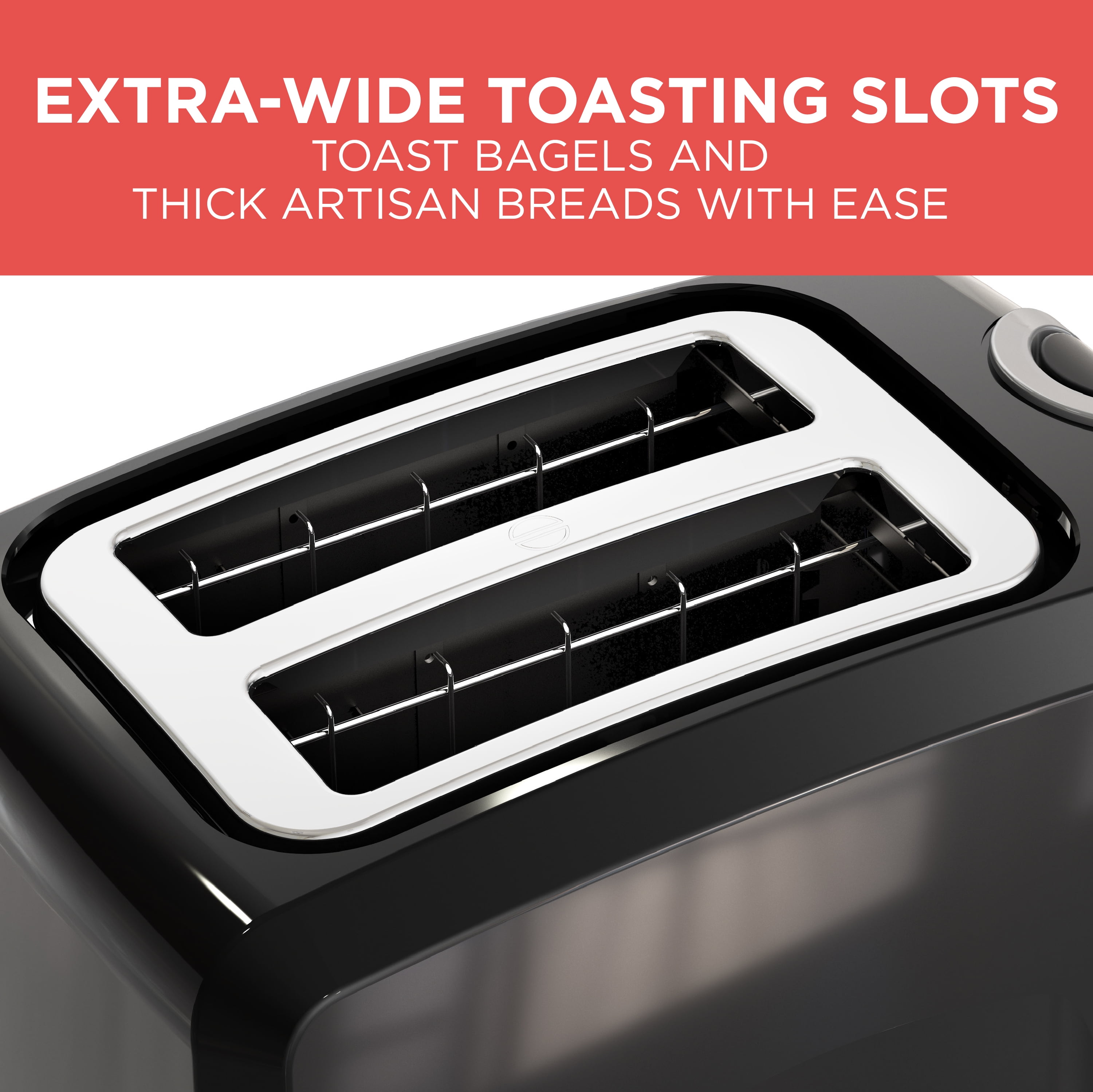 BLACK+DECKER 2-Slice Extra Wide Slot Toaster, Black 