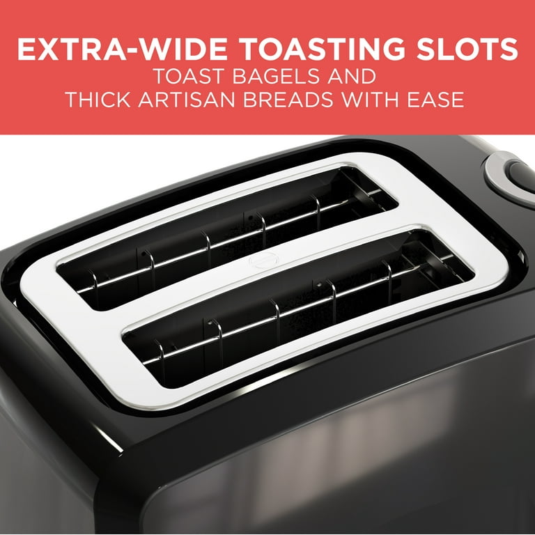 Willz Extra Wide Slot Toaster with Shade Selector, Auto Shut-Off and Cancel Functions, Hinged Crumb Tray, 2-Slice, Black
