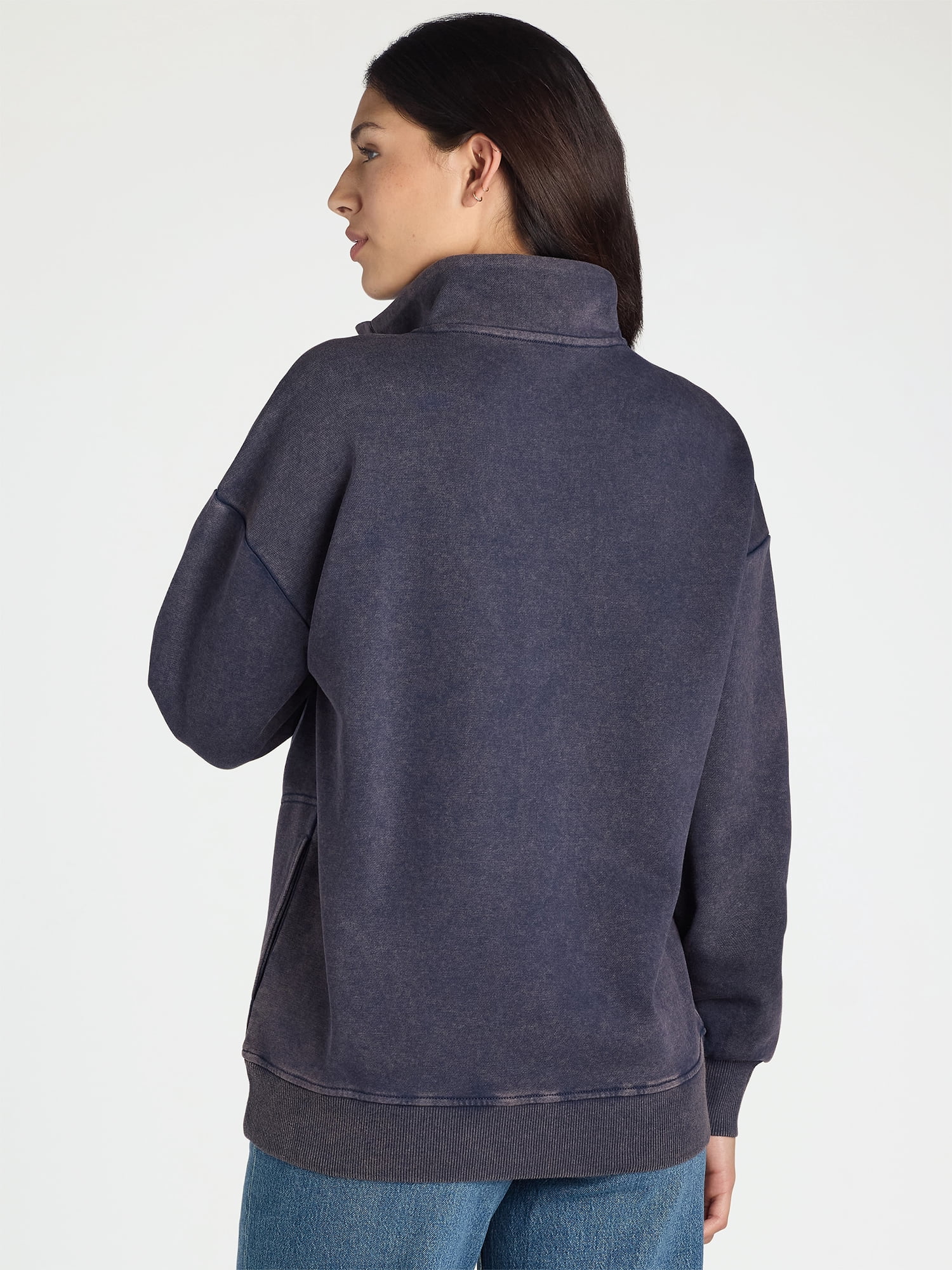 Time and Tru Women's Mock Neck Henley Pullover Sweatshirt, Sizes XS-XXXL