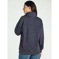 thumbnail image 3 of Time and Tru Women's Mock Neck Henley Pullover Sweatshirt, Sizes XS-XXXL, 3 of 6