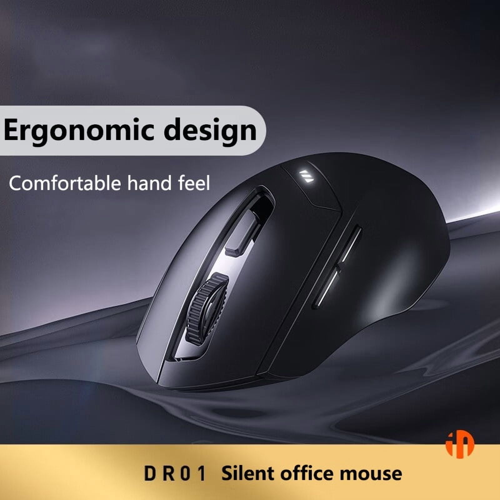 Inphic DR01 Bluetooth Wireless Mouse Ergonomic Design Silent Rechargeable Mouse for Home Office Laptop Desktop and Tablet