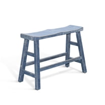 Sunny Designs Marina 24" Farmhouse Mahogany Wood Bench in Ocean Blue
