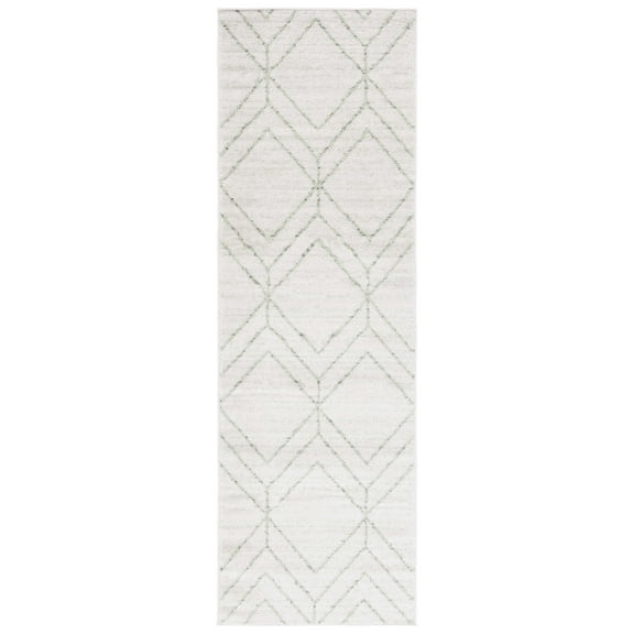 SAFAVIEH Adirondack Caitriona Geometric Squares Runner Rug, Grey/Blue, 2'6" x 8'