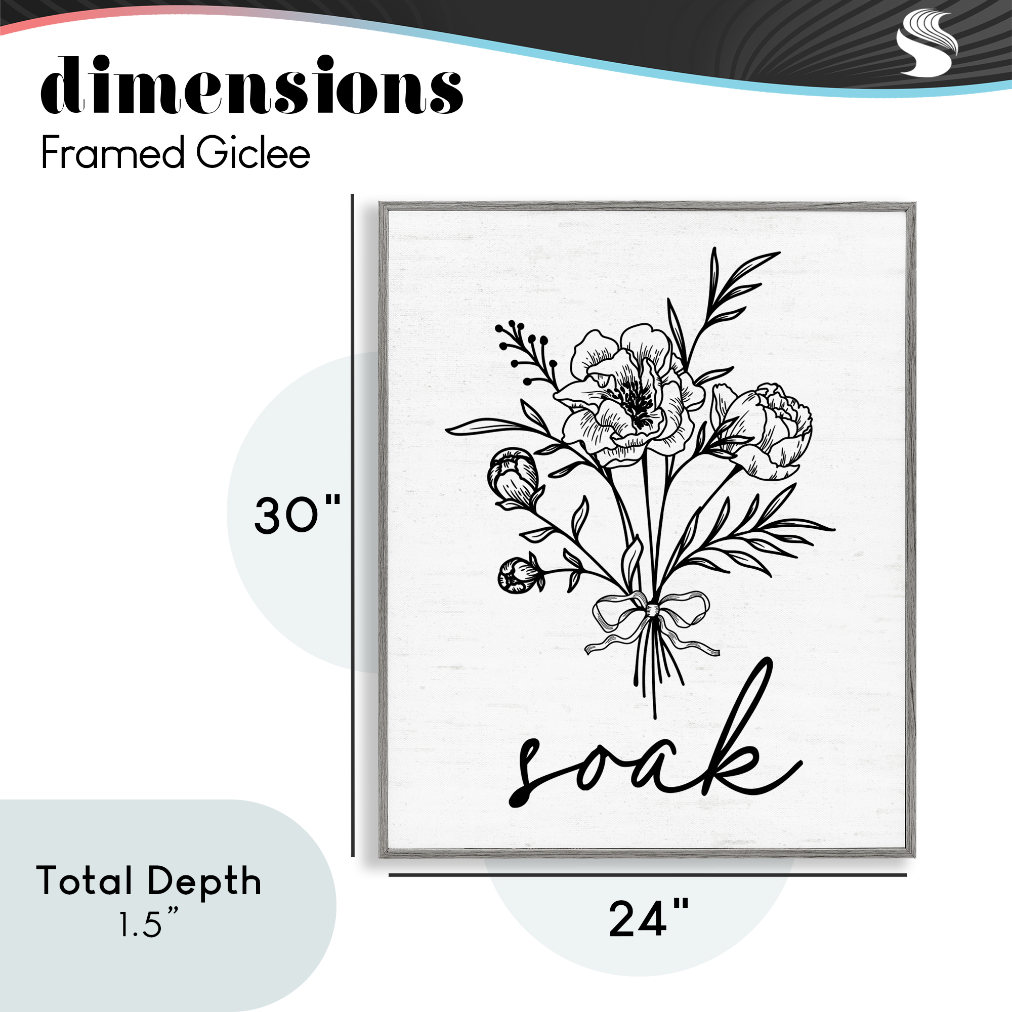 Bathroom Herb Soak Gray Framed Giclee Art, design by Lettered and Lined