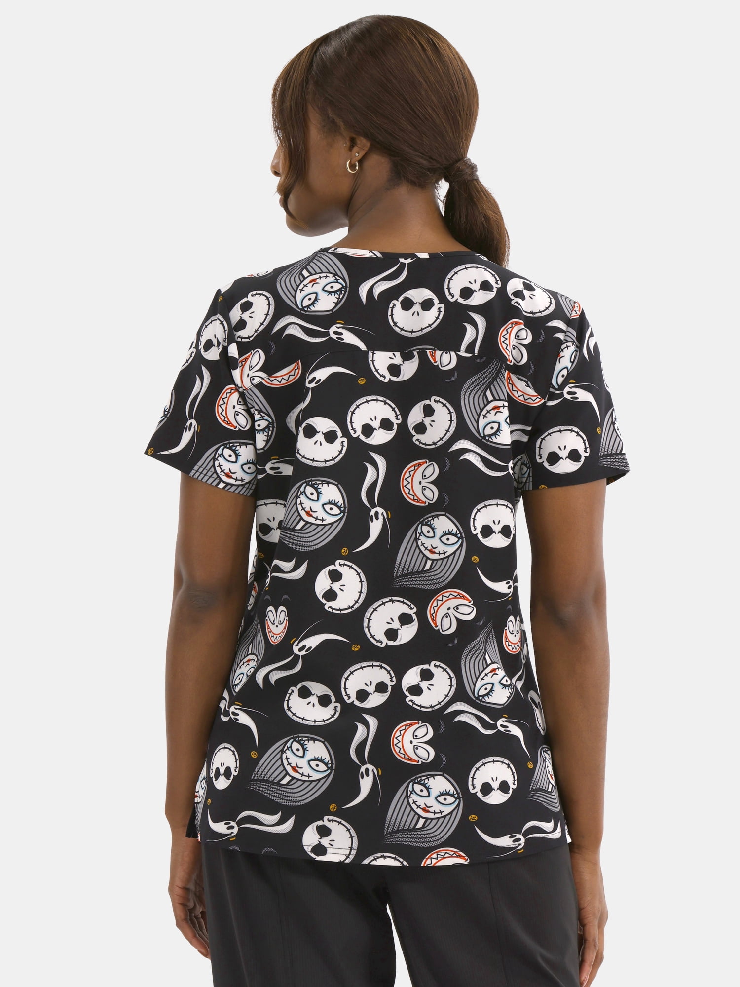 Nightmare Before Christmas Women's Graphic Scrub Top, Sizes S-3XL