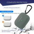 thumbnail image 2 of For AirPods Pro Case Silicone Protective Shockproof Cover Skin with Portable Keychain Compatible with Apple Airpod Pro 3 2019 Wireless Charging Earbuds Case, Front LED Visible Midnight Green by Insten, 2 of 10