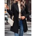 thumbnail image 6 of Women Winter Wool Blend Camel Mid-Long Coat - Singular-Breasted Lapel Jacket Outwear Black L, 6 of 9