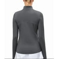 thumbnail image 6 of Fanxing Womens Long Sleeve Workout Tops Quick Dry Quarter Zip Pullover Crop Yoga Athletic Slim Fit Shirts Gray S, 6 of 7