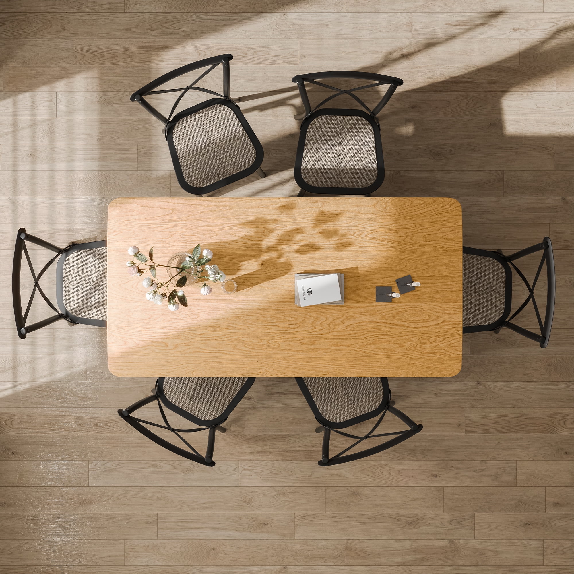 NeuType 33.5" Durable Dining Table, Oak