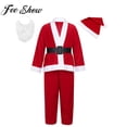 thumbnail image 2 of Christmas Santa Claus Suit For Kids Boys Xmas New Year Red Outfit Long Sleeves Tops Hat Beard Trousers Child Halloween CosplayM Gong Bohan LED, 2 of 2