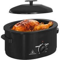 8 QT Electric Roaster Oven with Self-Basting Lid, Turkey Roaster Oven with Defrost Warm Function, Removable Pan and Rack, Black