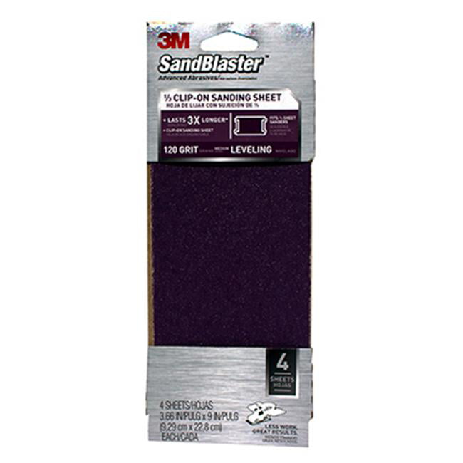 5 NEW 3M 9112 PACK SHEETS 1/3 ALL PURPOSE CLIP ON 120 GRIT SANDPAPER 0338913 
