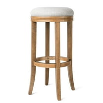 Maven Lane Eva Bar Stool in Weathered Oak Finish w/ Sand Color Fabric Upholstery