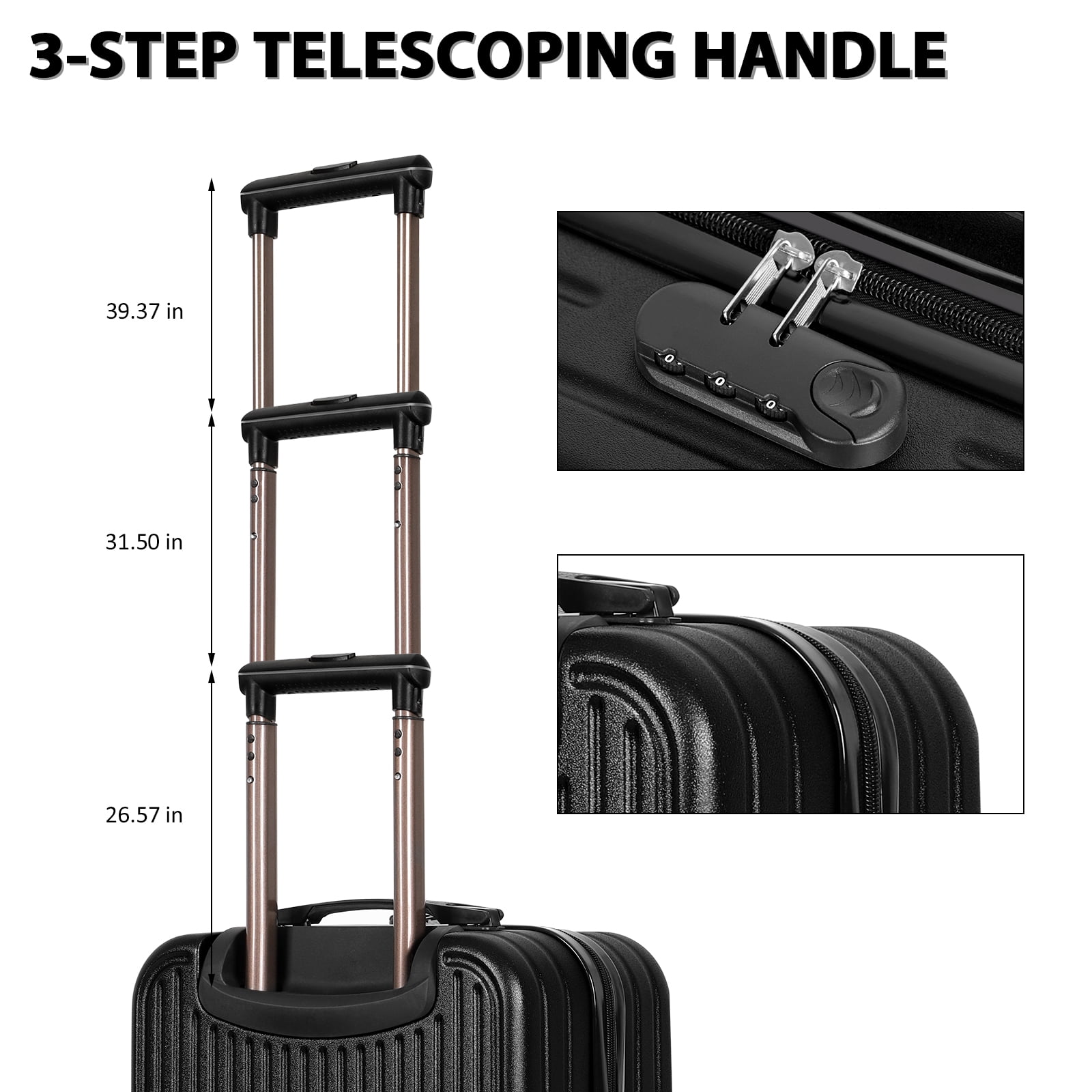 18" Underseat Carry On Luggage with Wheels Hard Shell Mini Small Suitcase