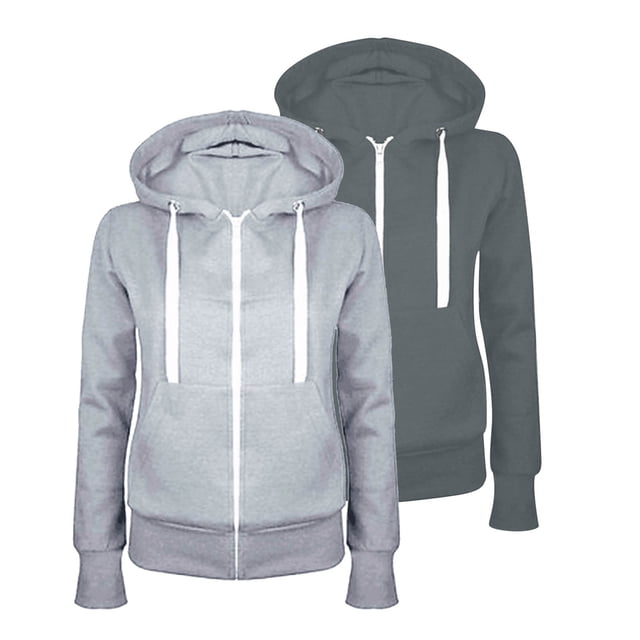 Lisbinx Manteaux pour Femmes, Manteau Chandail en Molleton à Capuche Ajusté à Fermeture Éclair pour Femmes, Mode Décontractée, Tendance, Petit Budget