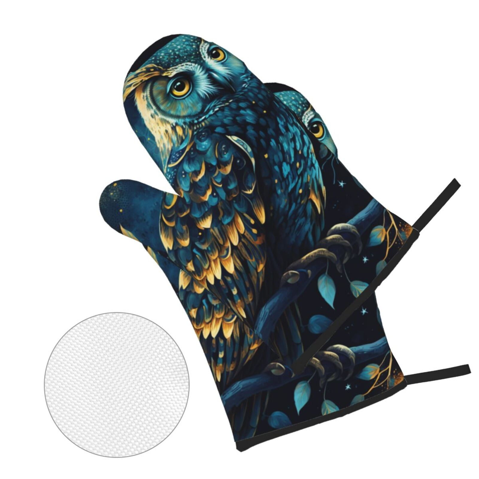 Owl Sky Tree Art 4Pcs Oven Mitts and Pot Holders Sets Oven Kitchen Gloves Hot Pads for Cooking BBQ Baking Grilling